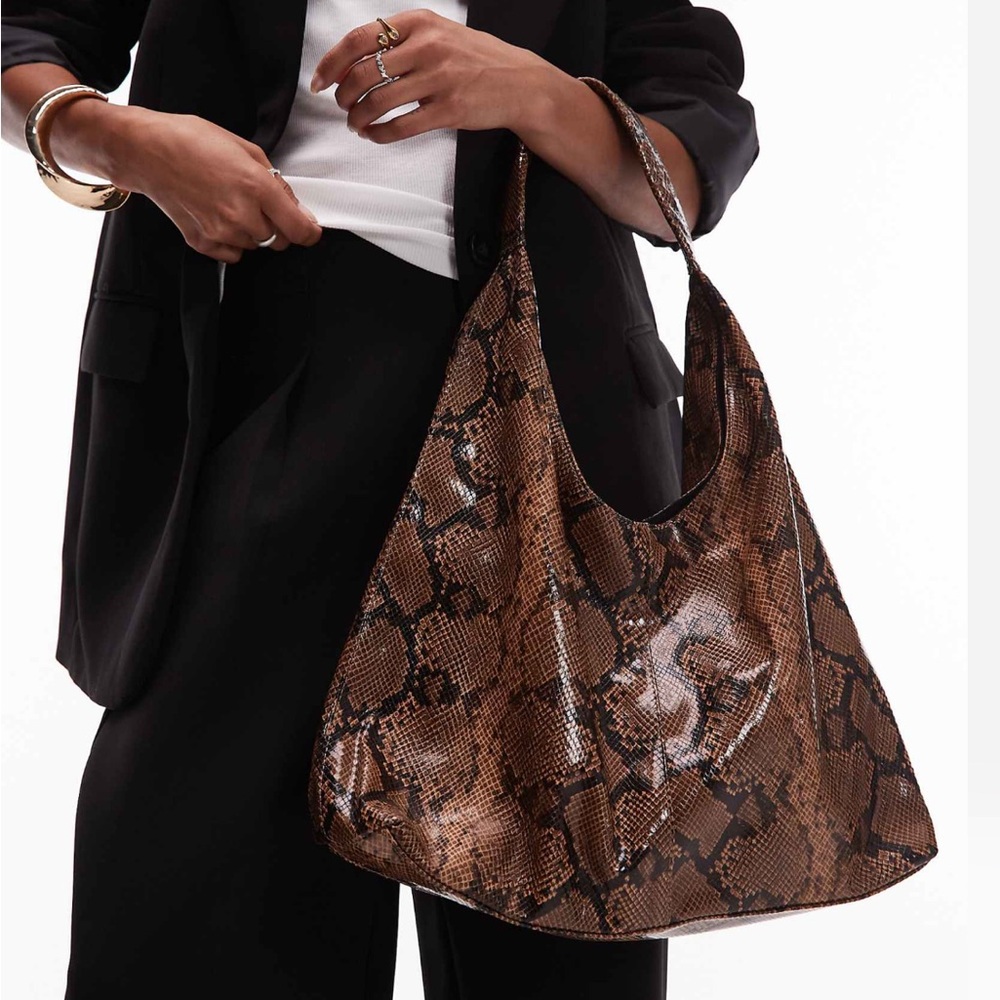 ASOS Brown Snake-Print Hobo Bag